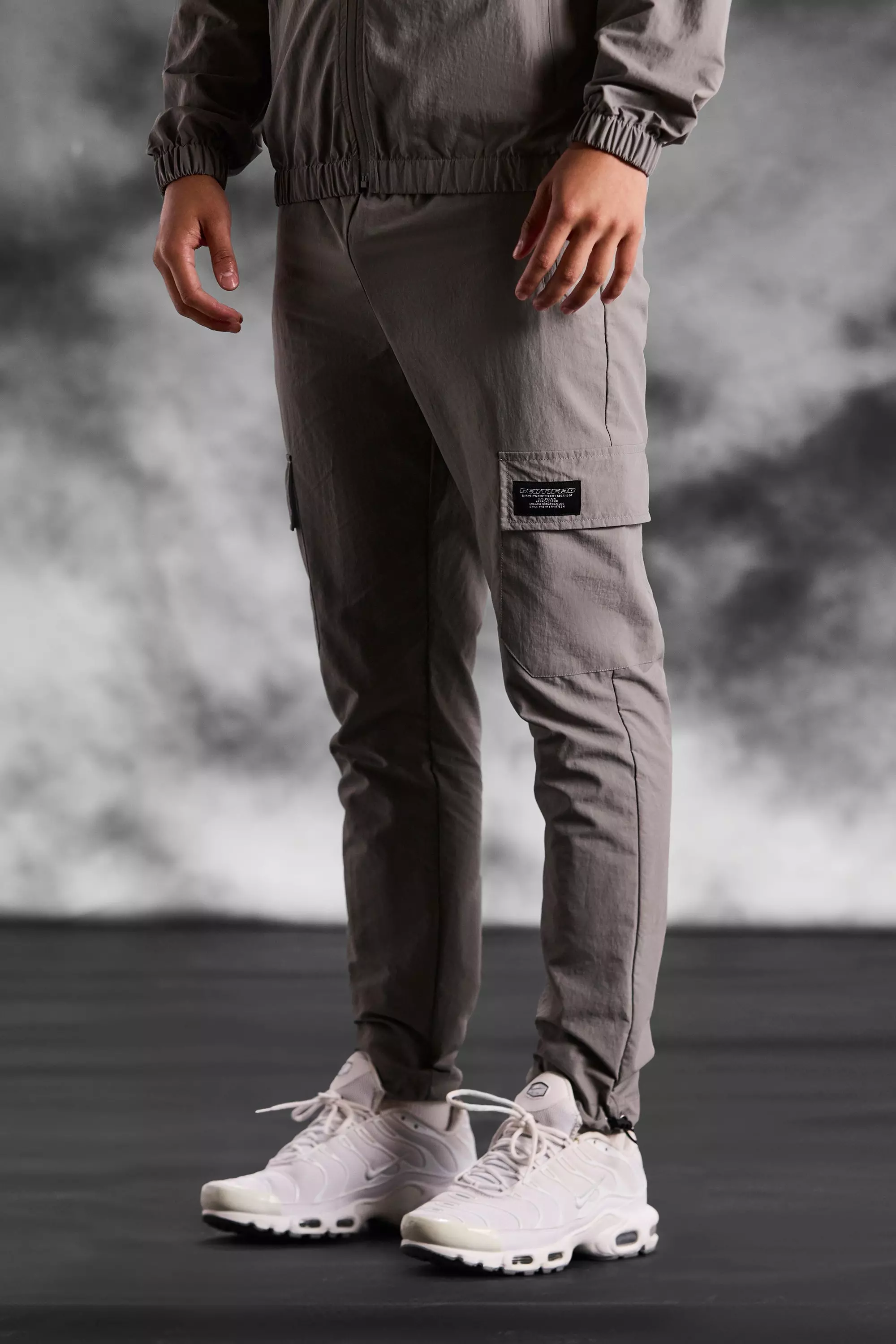 Grey nylon cargo sales pants